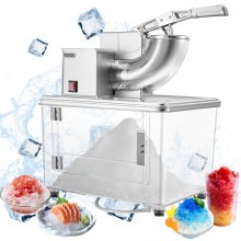 Commercial Ice Crusher 661LBS/H Electric Snow Cone Maker Shaved Ice Silver
