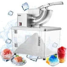 Commercial Ice Crusher 661LBS/H Electric Snow Cone Maker Shaved Ice Silver