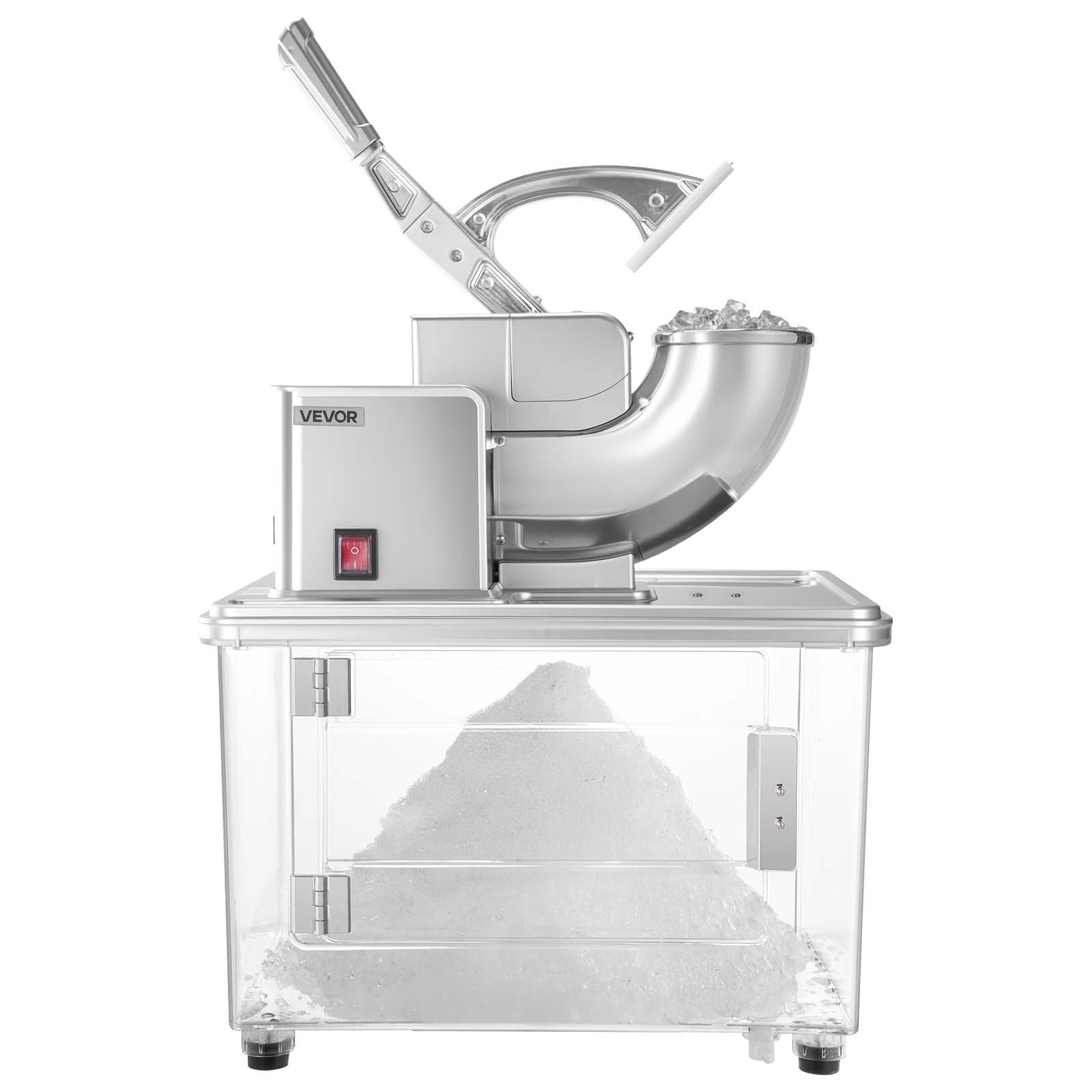 VEVOR Commercial Ice Crusher 661LBS/H, 350W Electric Snow Cone Machine with 4 Blades, 2000RPM Stainless Steel Shaved Ice Machine with 11 Gal Crushed-Ice Box, for Family Restaurants Bars, Silver
