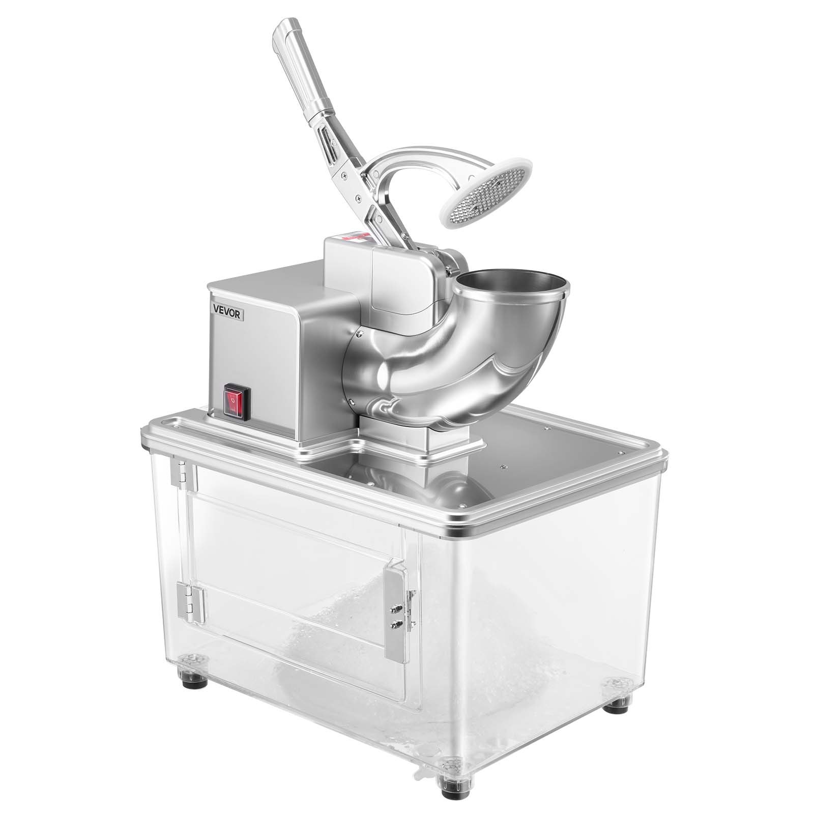 VEVOR Commercial Ice Crusher 661LBS/H, 350W Electric Snow Cone Machine with 4 Blades, 2000RPM Stainless Steel Shaved Ice Machine with 11 Gal Crushed-Ice Box, for Family Restaurants Bars, Silver