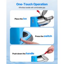 Commercial Ice Crusher 220LBS/H Electric Snow Cone Maker Shaved Ice Blue