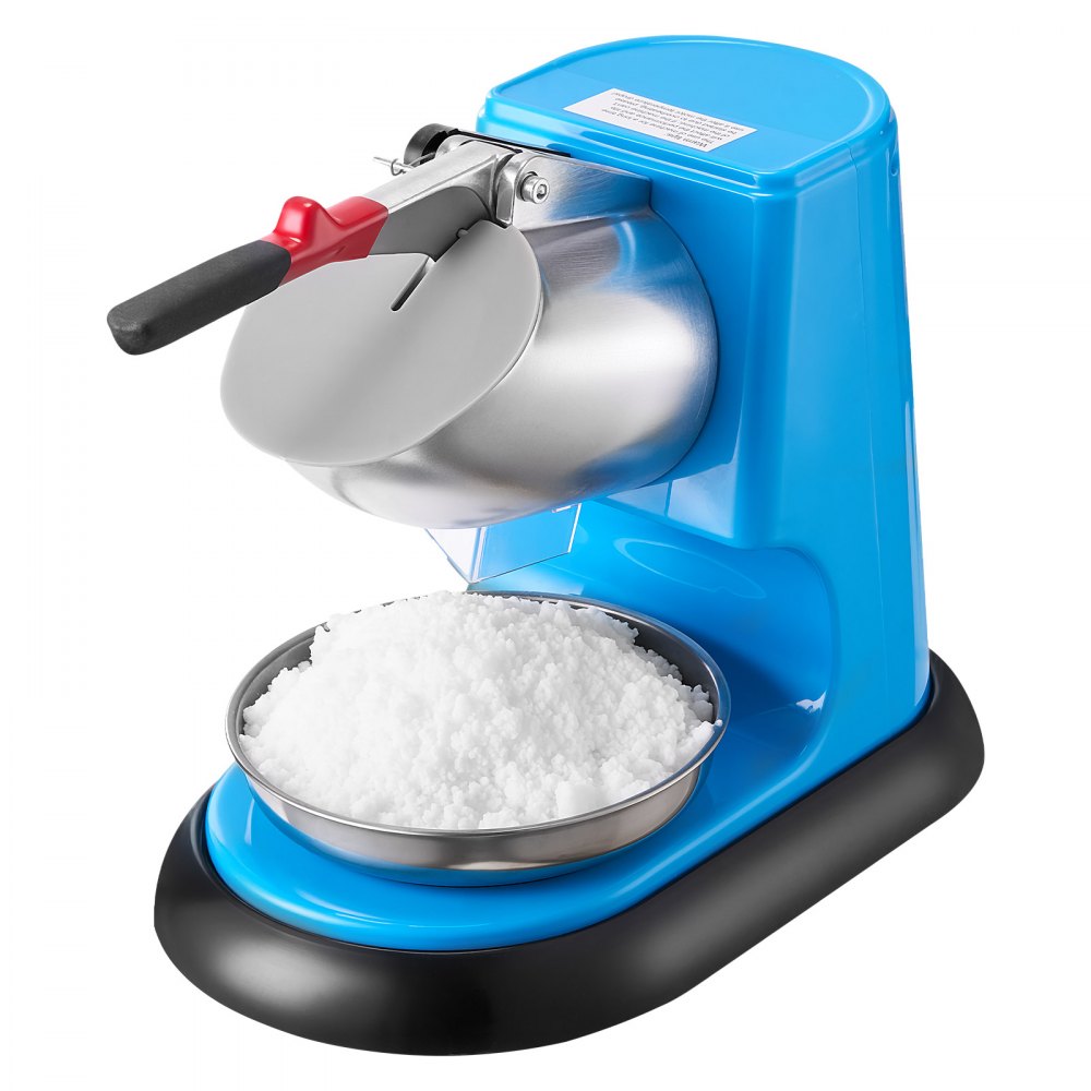 VEVOR Ice Crusher Machine, 100kg Per Hour Electric 4 Blades Snow Cone Maker, Stainless Steel Shaved Ice Machine with Bowl and Cover, 300W 1400RPM Ice-Shaver for Home and Commercial Use, Blue