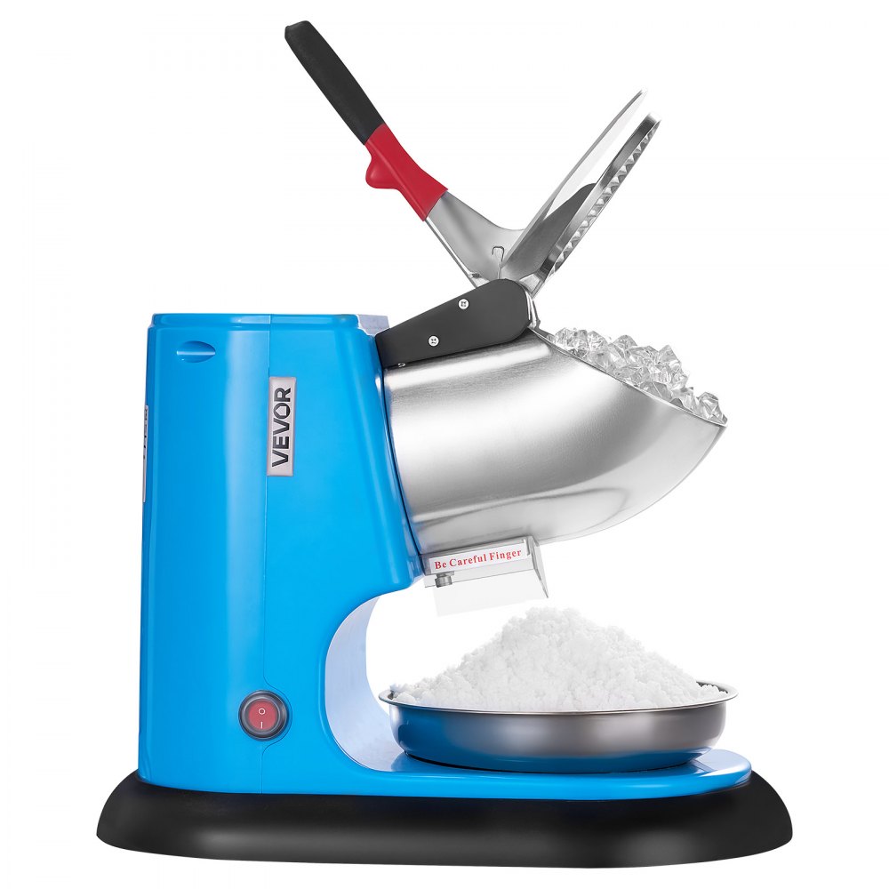 VEVOR Ice Crusher Machine, 100kg Per Hour Electric 4 Blades Snow Cone Maker, Stainless Steel Shaved Ice Machine with Bowl and Cover, 300W 1400RPM Ice-Shaver for Home and Commercial Use, Blue