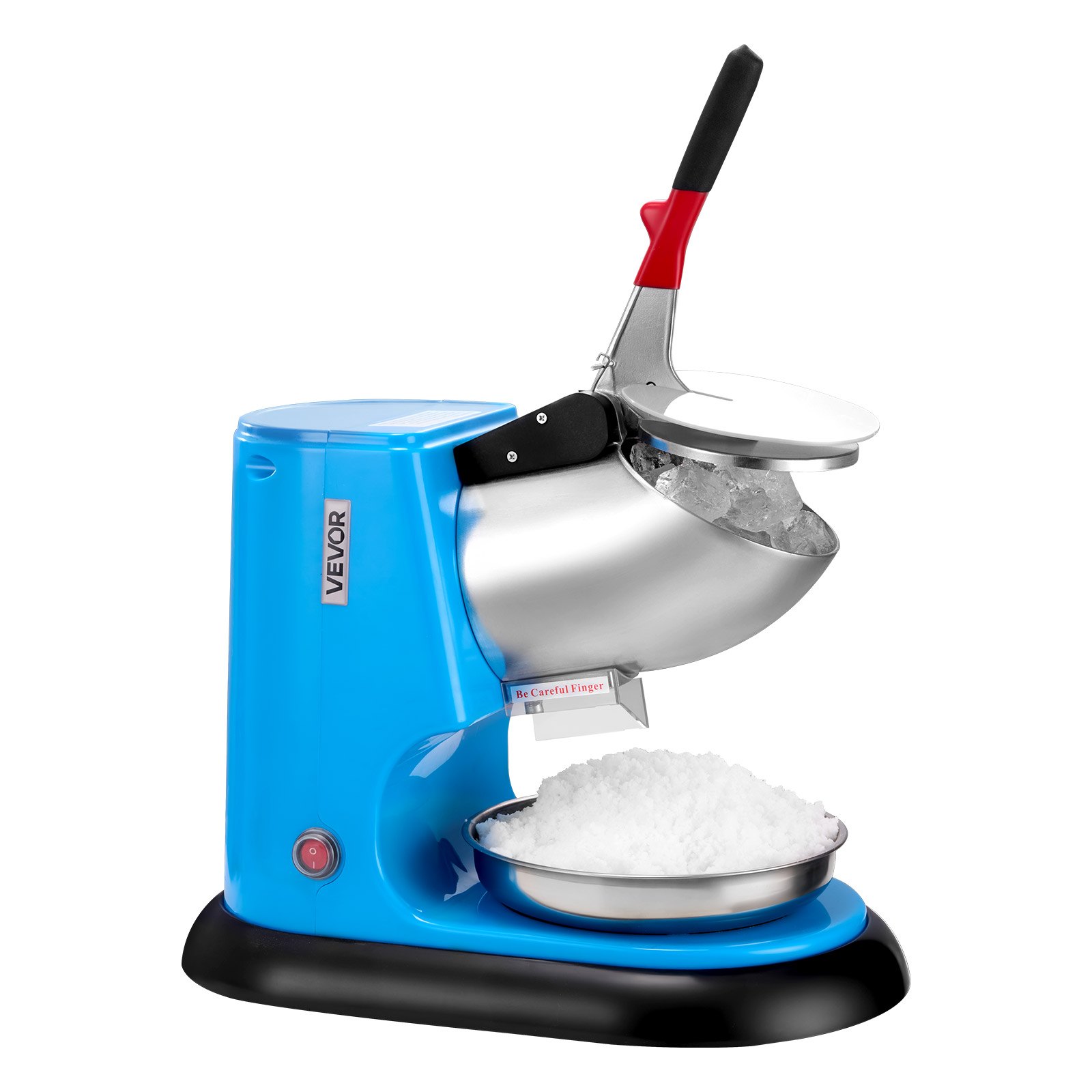 VEVOR Ice Crusher Machine, 100kg Per Hour Electric 4 Blades Snow Cone Maker, Stainless Steel Shaved Ice Machine with Bowl and Cover, 300W 1400RPM Ice-Shaver for Home and Commercial Use, Blue