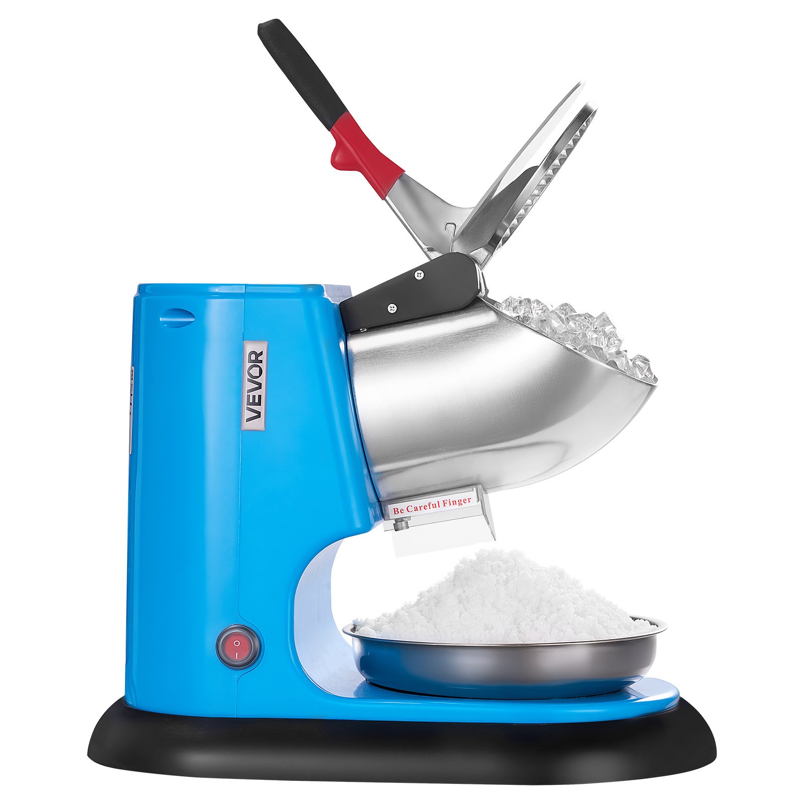 VEVOR Ice Crusher Machine, 100kg Per Hour Electric 4 Blades Snow Cone Maker, Stainless Steel Shaved Ice Machine with Bowl and Cover, 300W 1400RPM Ice-Shaver for Home and Commercial Use, Blue