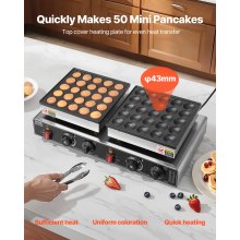 VEVOR 50PCS Mini Dutch Pancake Maker Commercial Dorayaki Baker Non-stick 1800W