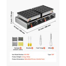 VEVOR 50PCS Mini Dutch Pancake Maker Commercial Dorayaki Baker Non-stick 1800W