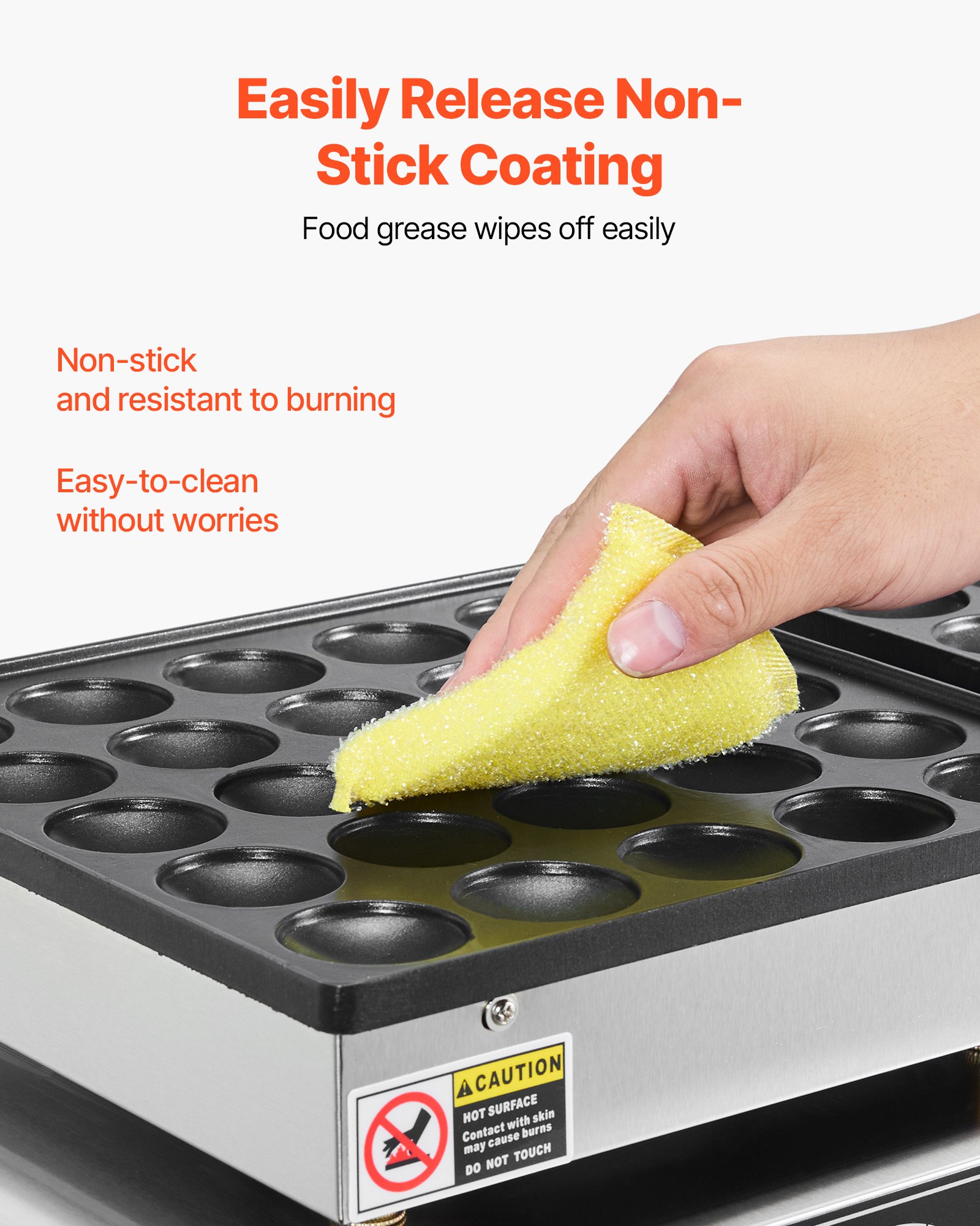 VEVOR 50PCS Mini Dutch Pancake Maker, Non-stick Stainless Steel Dorayaki Baker, 1800W Commercial Electric Poffertjes Grill Pan, Dual Temp & Time Control, for Kitchen Restaurant Breakfast Dessert