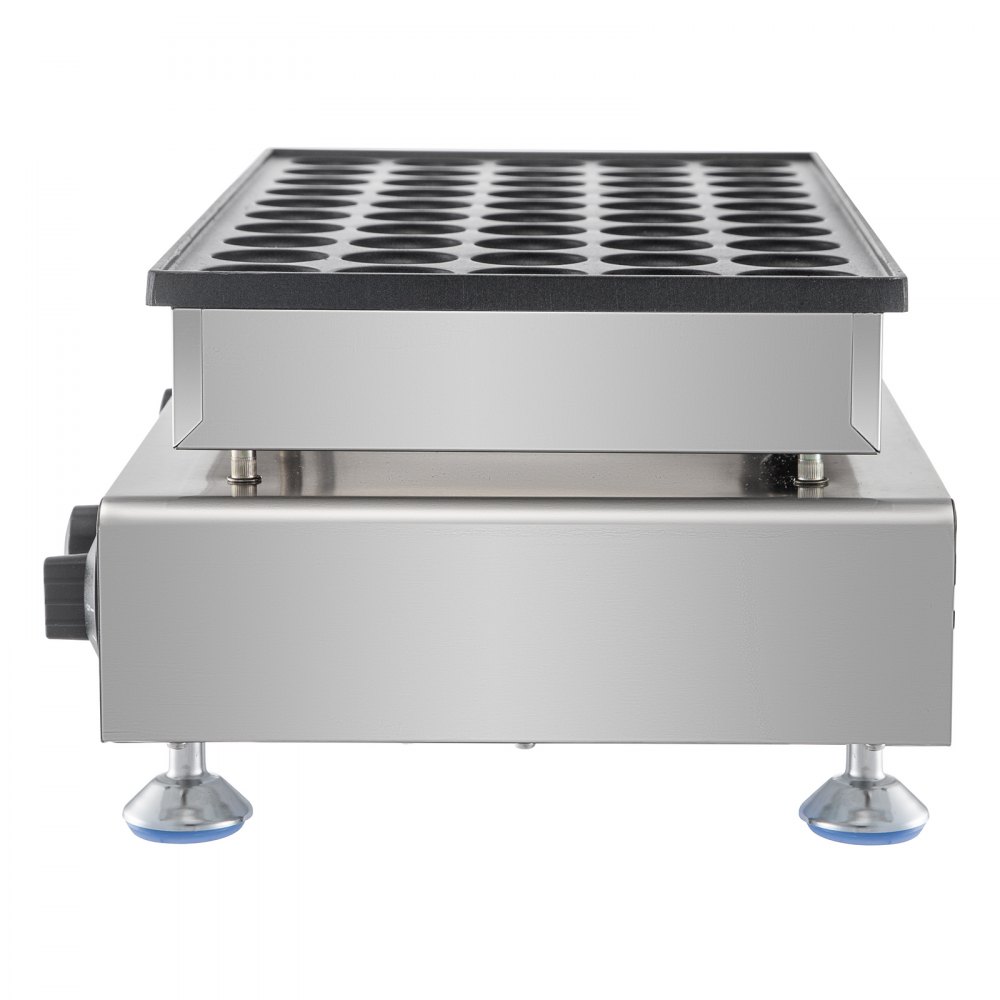 VEVOR 50PCS Mini Dutch Pancake Maker, Non-stick Stainless Steel Dorayaki Baker, 1800W Commercial Electric Poffertjes Grill Pan, Dual Temp & Time Control, for Kitchen Restaurant Breakfast Dessert