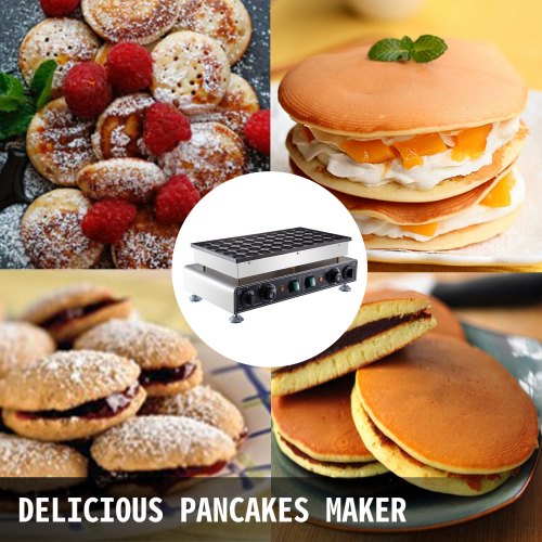 VEVOR 110V Mini Dutch Pancake Baker 50PCS 1700W Commercial Electric Nonstick Waffle Maker Machine 1.8 Inches for Home and Restaurants