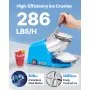 Commercial Ice Crusher 286LBS/H Electric Snow Cone Maker Shaved Ice Blue