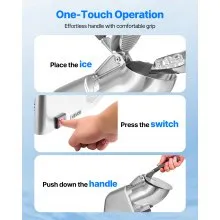Commercial Ice Crusher 286LBS/H Electric Snow Cone Maker Shaved Ice Silver