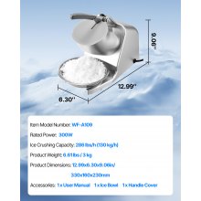 Commercial Ice Crusher 286LBS/H Electric Snow Cone Maker Shaved Ice Silver