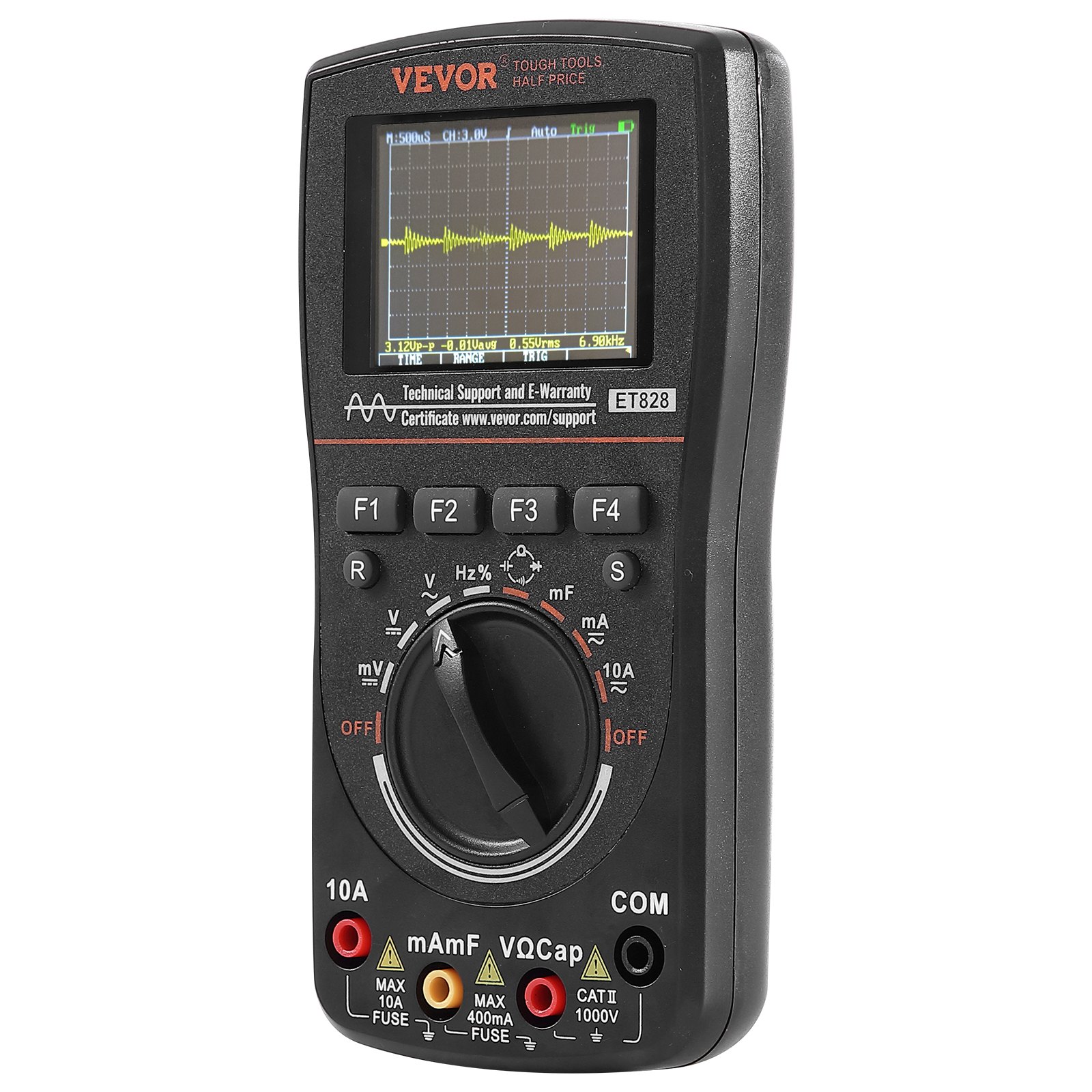 VEVOR 2-in-1 Handheld Digital Oscilloscope, 2.5MS/S Sampling Rate, 1MHZ Bandwidth Portable Oscilloscope Multimeter with 2.4in LCD and Storage Bag, for Automotive Repair Electronic Circuit Testing