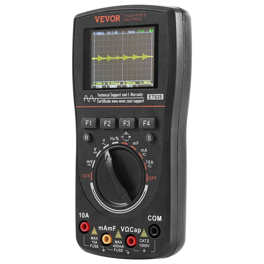 VEVOR 2-in-1 Handheld Digital Oscilloscope, 2.5MS/S Sampling Rate, 1MHZ Bandwidth Portable Oscilloscope Multimeter with LCD Display Storage Bag, for Automotive Repair Electronic Circuit Testing