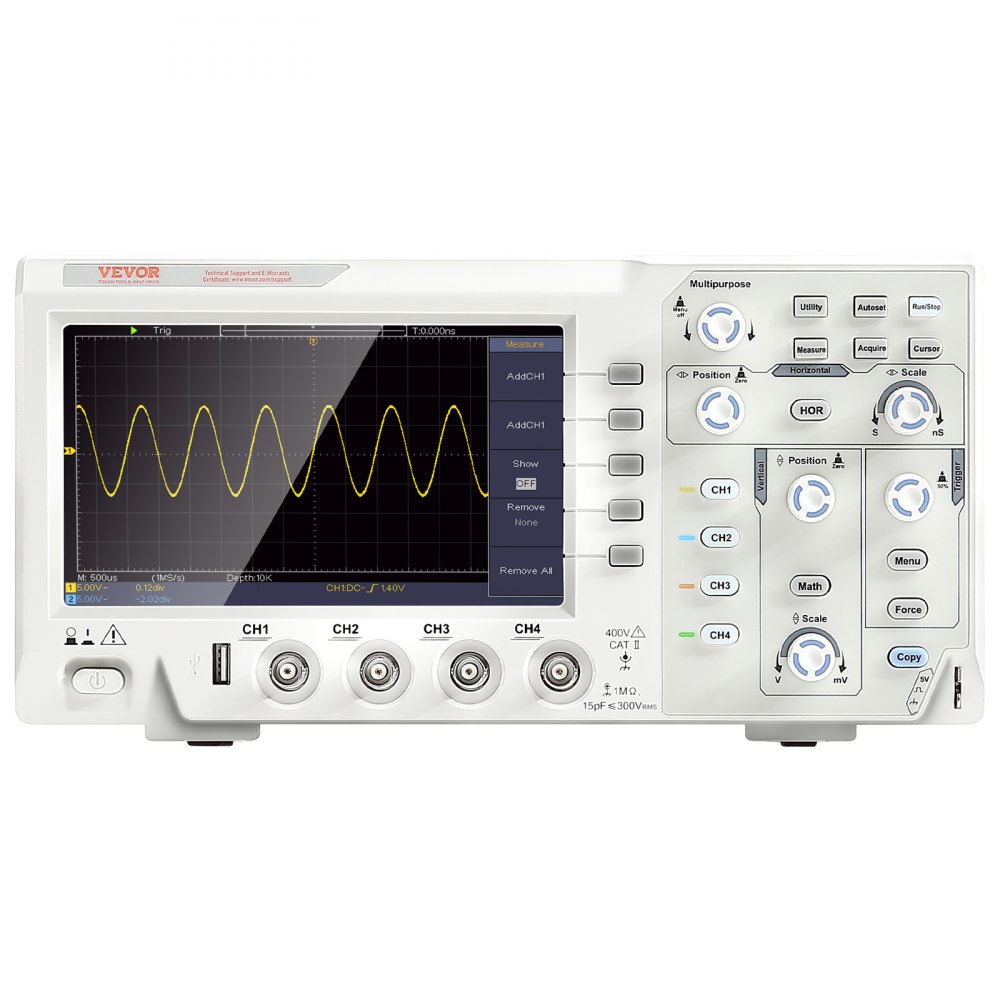 VEVOR Portable Digital Oscilloscope 1GS/S Sampling Rate 100MHZ Four Channel LCD