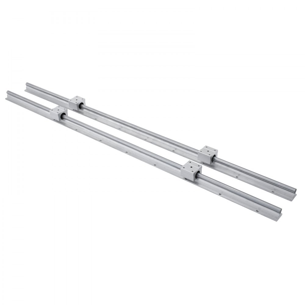 VEVOR Linear Rail, 2PCS SBR12-1000mm, Linear Guide 2 PCS Linear Guide Rails, 4 PCS Square Type Carriage Bearing Blocks, CNC Rail Linear Rails and Bearings Kit, for Automated Machines and Equipments