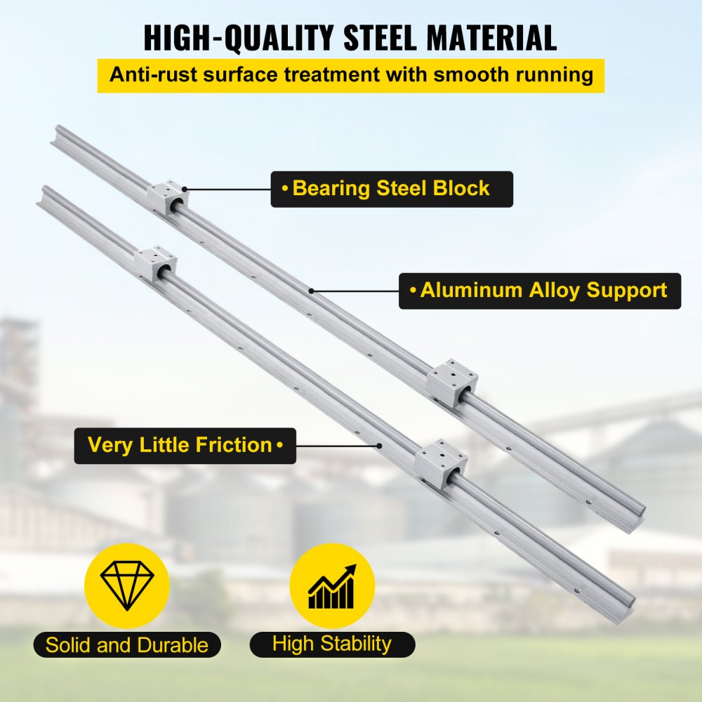 VEVOR linear rail with aluminum alloy support and bearing steel block for high stability.