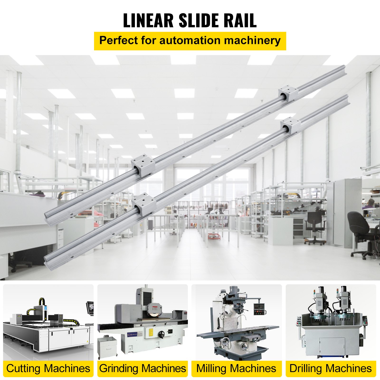 VEVOR linear rail for automation in cutting, drilling, grinding, and milling machines.