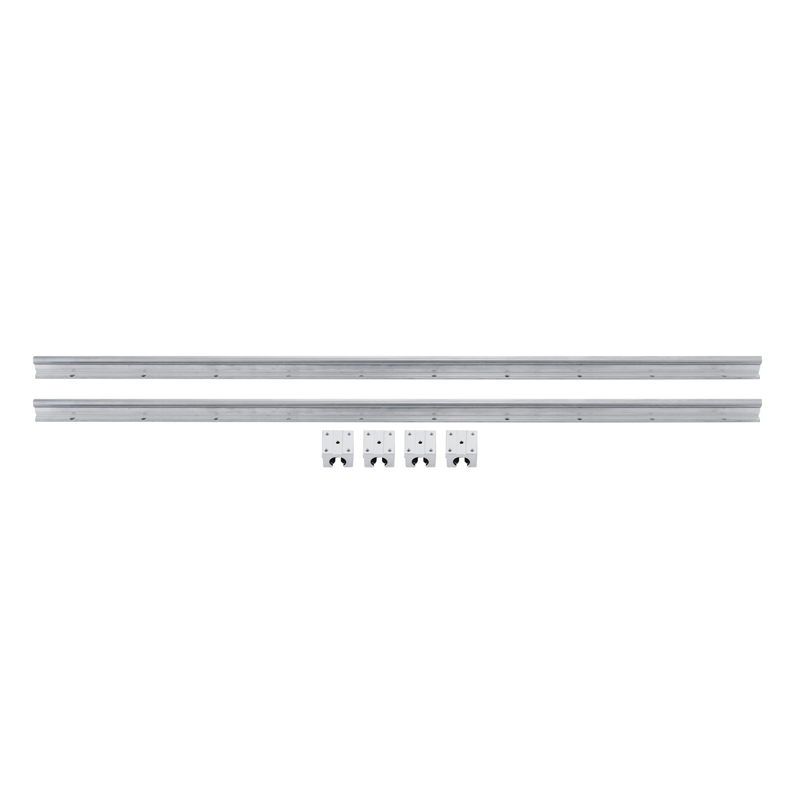 VEVOR linear rail set with two linear rails and four rail blocks on a white background.