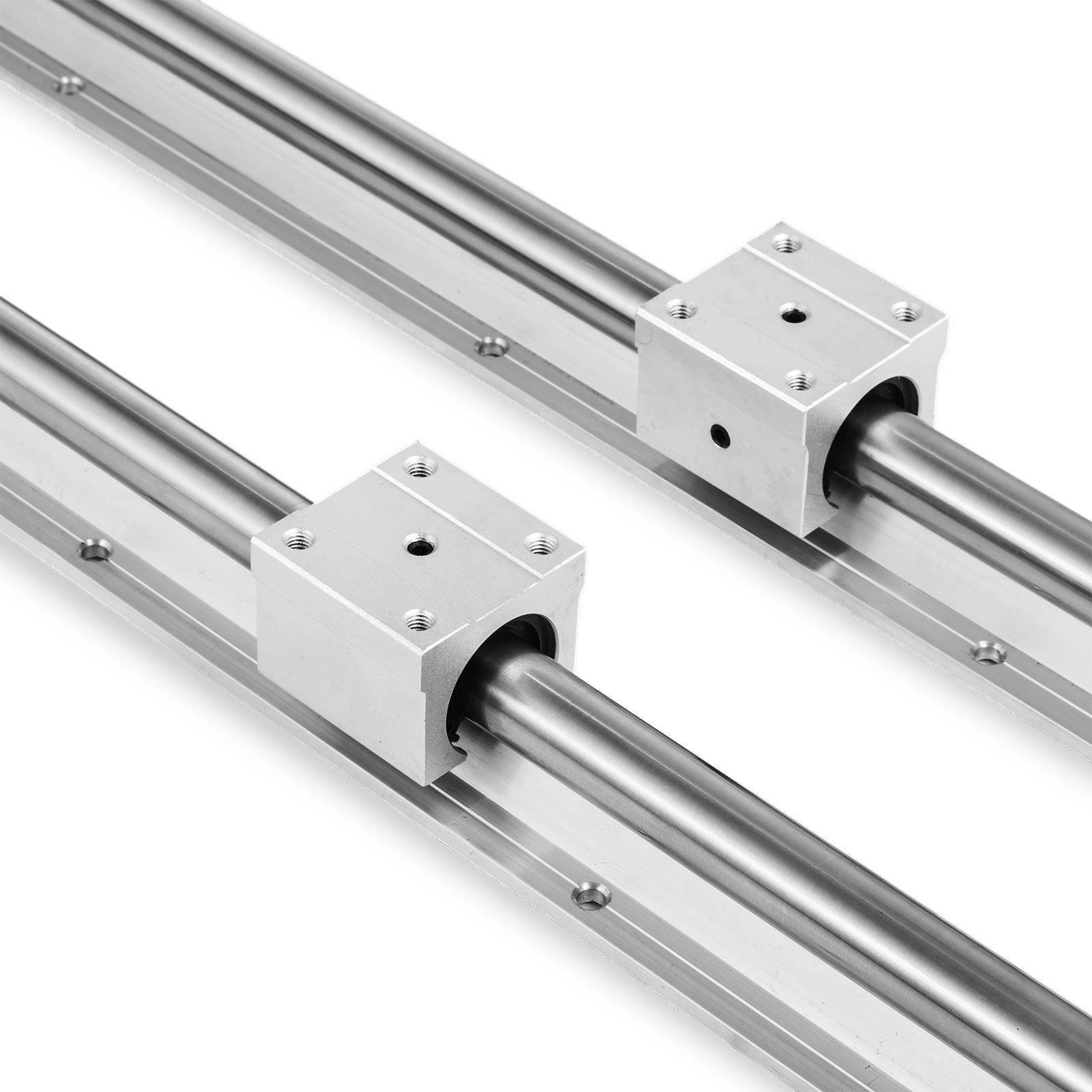 2 Set SBR20-1200mm 20mm Fully Supported Linear Rail Shaft Rod With 4 SBR20UU + SBR16-2000mm Linear Slide Guide 16mm Shaft 2 Rail With 4SBR16UU Bearing Block CNC