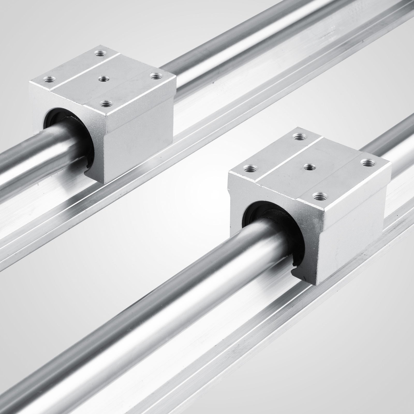 2 Set SBR20-1200mm 20mm Fully Supported Linear Rail Shaft Rod With 4 SBR20UU + SBR16-2000mm Linear Slide Guide 16mm Shaft 2 Rail With 4SBR16UU Bearing Block CNC