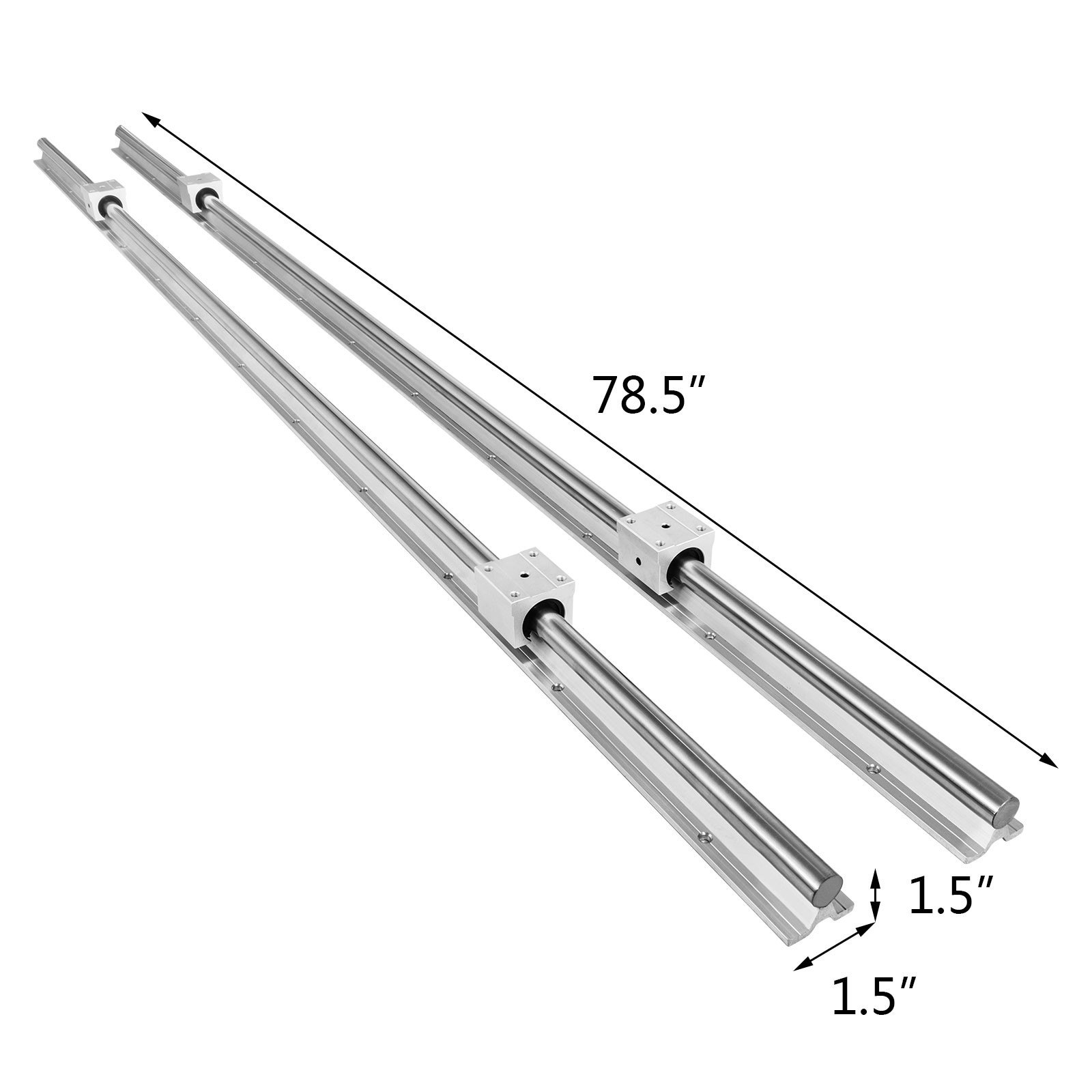 2 Set SBR20-1200mm 20mm Fully Supported Linear Rail Shaft Rod With 4 SBR20UU + SBR16-2000mm Linear Slide Guide 16mm Shaft 2 Rail With 4SBR16UU Bearing Block CNC