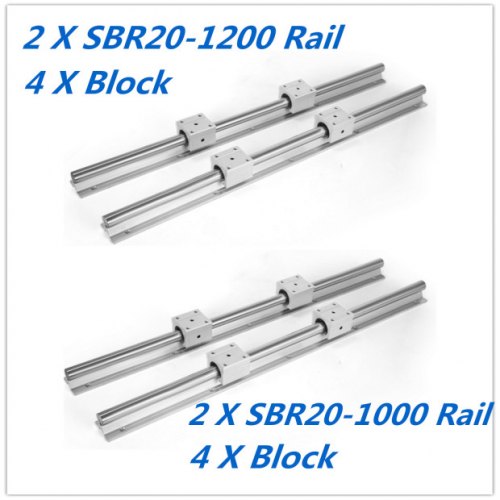 2 Sets Linear Rail Sbr20-1000mm Sbr20-1200mm Shaft Rod Lathes High Rigidity