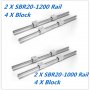 2 Sets Linear Rail Sbr20-1000mm Sbr20-1200mm Shaft Rod Lathes High Rigidity