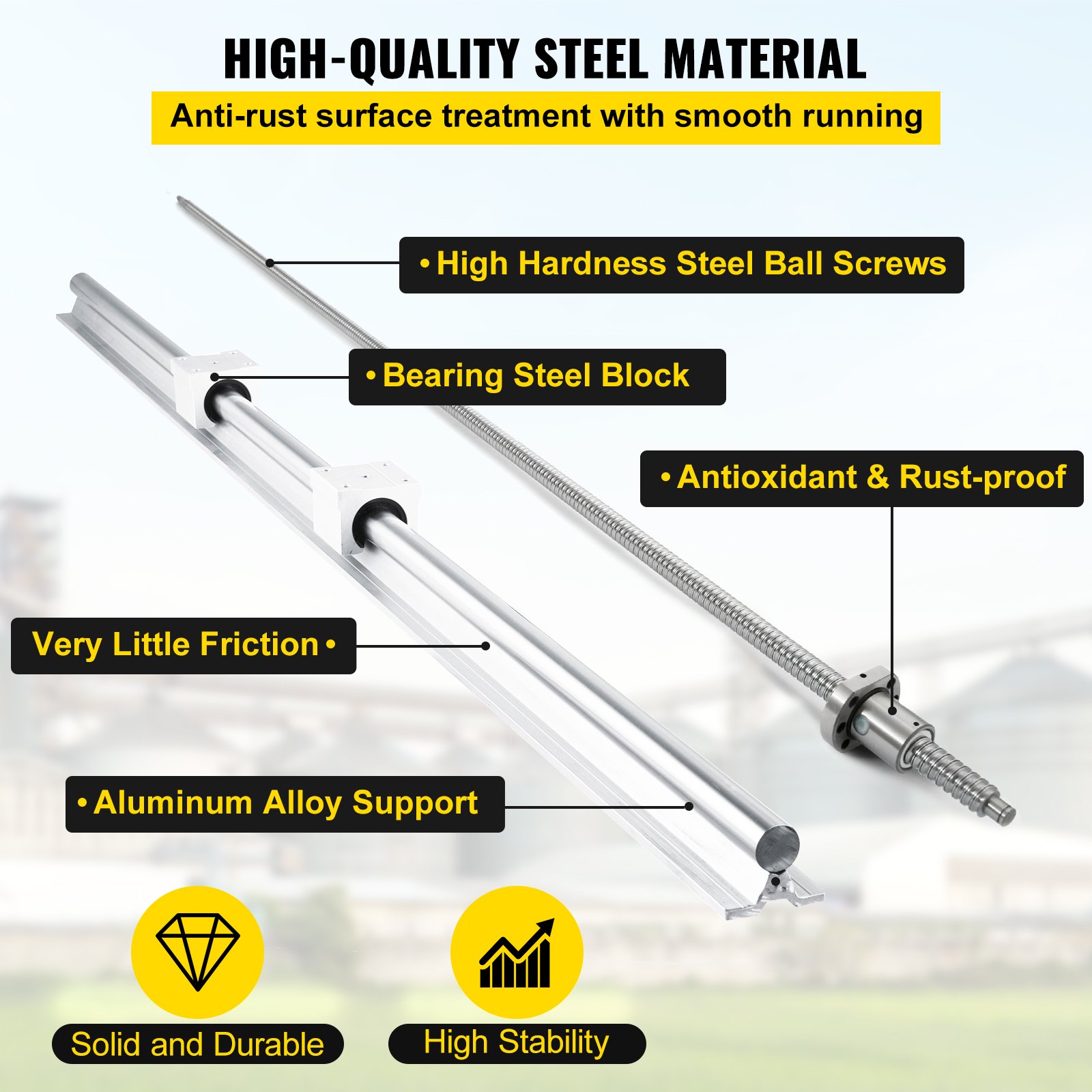 VEVOR Linear Rail, Ballscrew x 3, RM1605-350mm 650mm 1050mm x 2 Linear Rail Support, 12 CNC Kit Linear Shaft Optical Axis