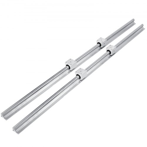 VEVOR 2 Set SBR20-1200mm 20mm Fully Supported Linear Rail Shaft Rod with 4 SBR20UU Block 20mm Bearing Slide Block for DIY CNC Routers, Mills, Lathes