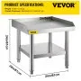 VEVOR Stainless Steel Table for Prep & Work 61x61 cm Kitchen Equipment Stand