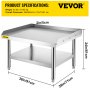 VEVOR Soporte para parrilla de equipo de acero inoxidable, mesa de acero inoxidable de 36 x 28 x 24 pulgadas, mesa con soporte para parrilla con estante inferior de almacenamiento ajustable, mesa para parrilla con soporte para equipo para hotel, hogar, cocina de restaurante