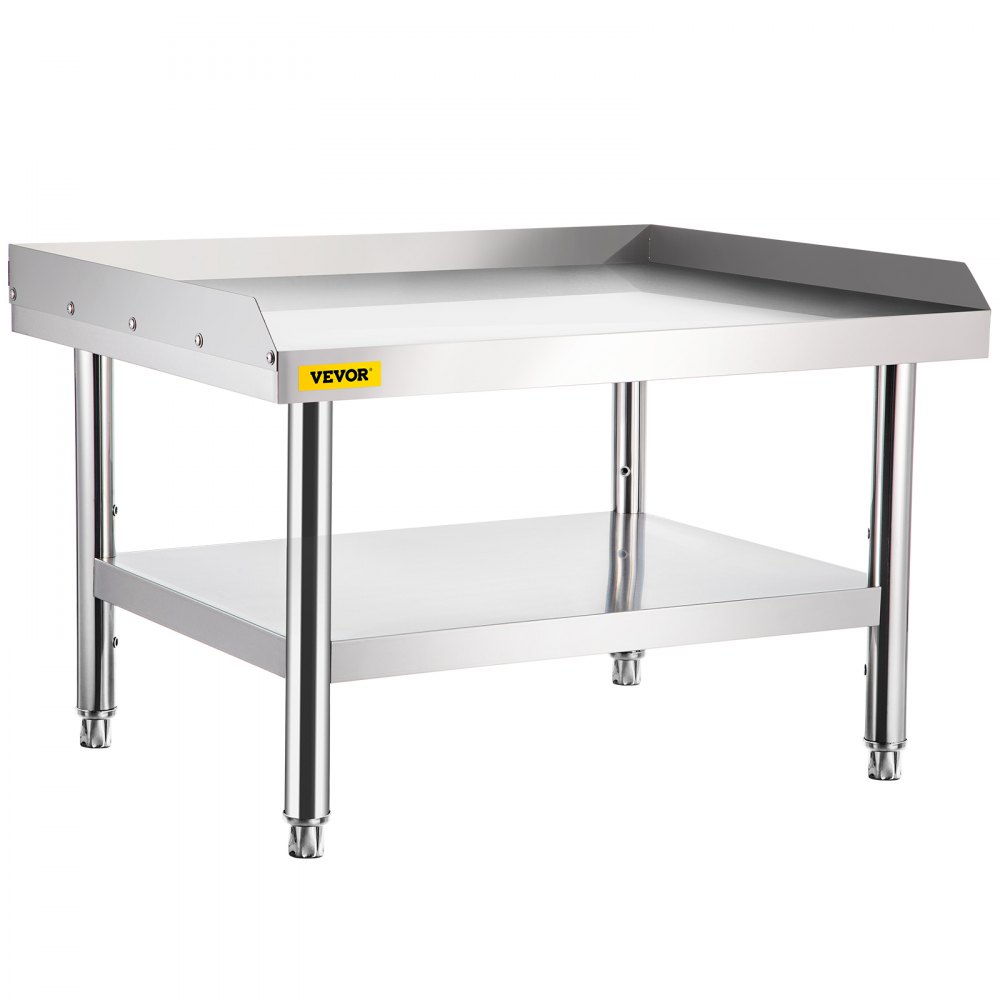 VEVOR Stainless Steel Equipment Grill Stand, 48 x 28 x 24 Inches Stainless Table, Grill Stand Table with Adjustable Storage Undershelf, Equipment Stand Grill Table for Hotel, Home, Restaurant Kitchen