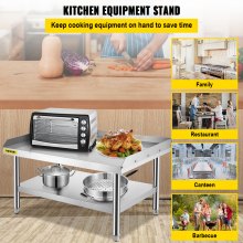 VEVOR Stainless Steel Equipment Grill Stand, 48 x 30 x 24 Inches Stainless Table, Grill Stand Table with Adjustable Storage Undershelf, Equipment Stand Grill Table for Hotel, Home, Restaurant Kitchen