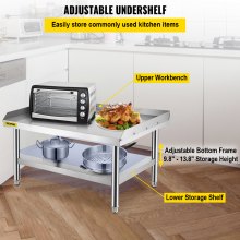 VEVOR Stainless Steel Equipment Grill Stand, 122 x 76 x 61cm Stainless Table, Grill Stand Table with Adjustable Storage Undershelf, Equipment Stand Grill Table for Hotel, Home, Restaurant Kitchen