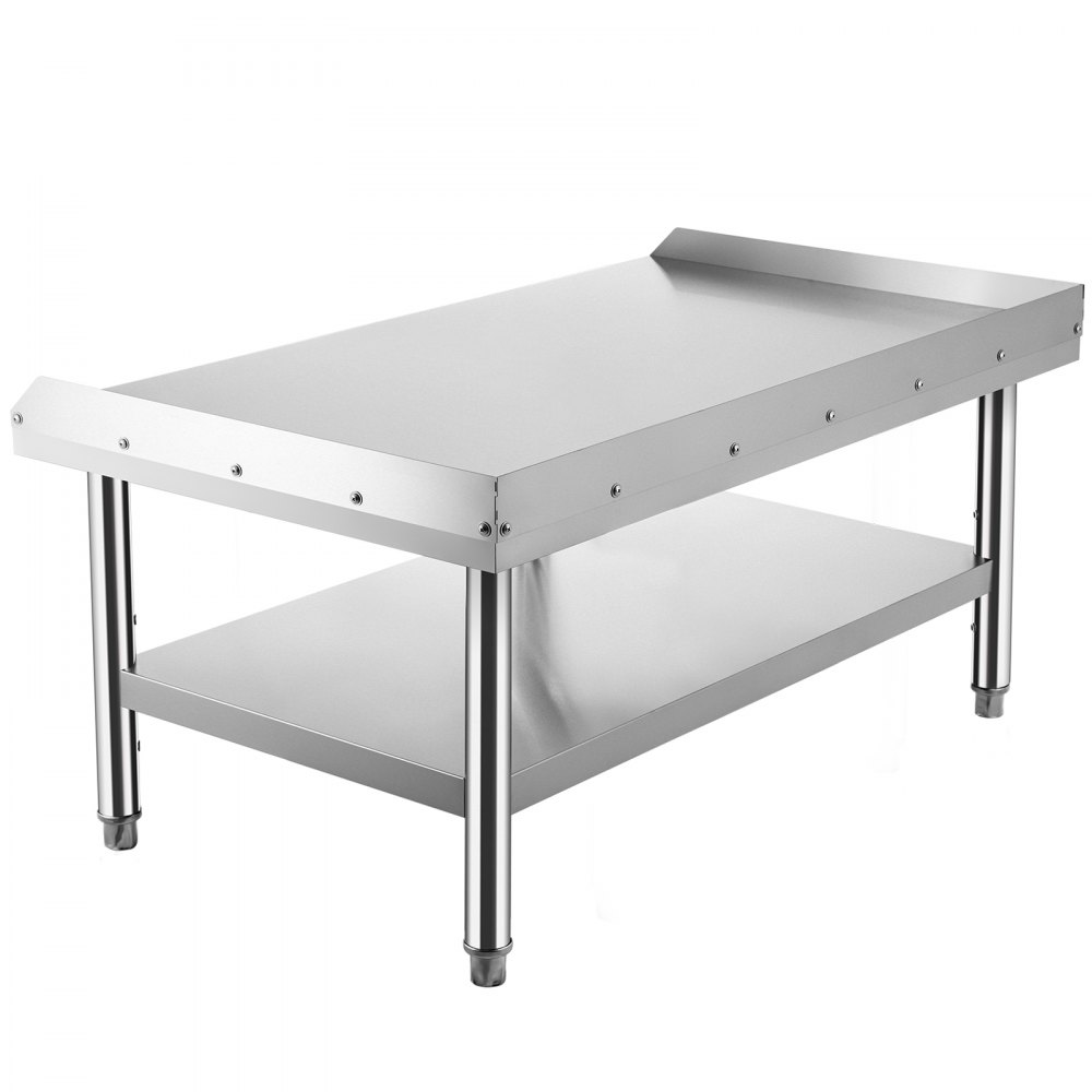 VEVOR Stainless Steel Equipment Grill Stand, 60 x 30 x 24 Inches Stainless Table, Grill Stand Table with Adjustable Storage Undershelf, Equipment Stand Grill Table for Hotel, Home, Restaurant Kitchen