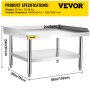 VEVOR Stainless Steel Equipment Grill Stand, 152.4 x 76.2 x 61 cm Stainless Table, Grill Stand Table with Adjustable Storage Undershelf, Equipment Stand Grill Table for Hotel, Home, Restaurant Kitchen