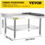 VEVOR Stainless Steel Equipment Grill Stand, 152x76x61 cm Stainless Table, Grill Stand Table with Adjustable Storage Undershelf, Equipment Stand Grill Table for Hotel, Home, Restaurant Kitchen