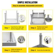 VEVOR Stainless Steel Equipment Grill Stand, 60 x 30 x 24 Inches Stainless Table, Grill Stand Table with Adjustable Storage Undershelf, Equipment Stand Grill Table for Hotel, Home, Restaurant Kitchen