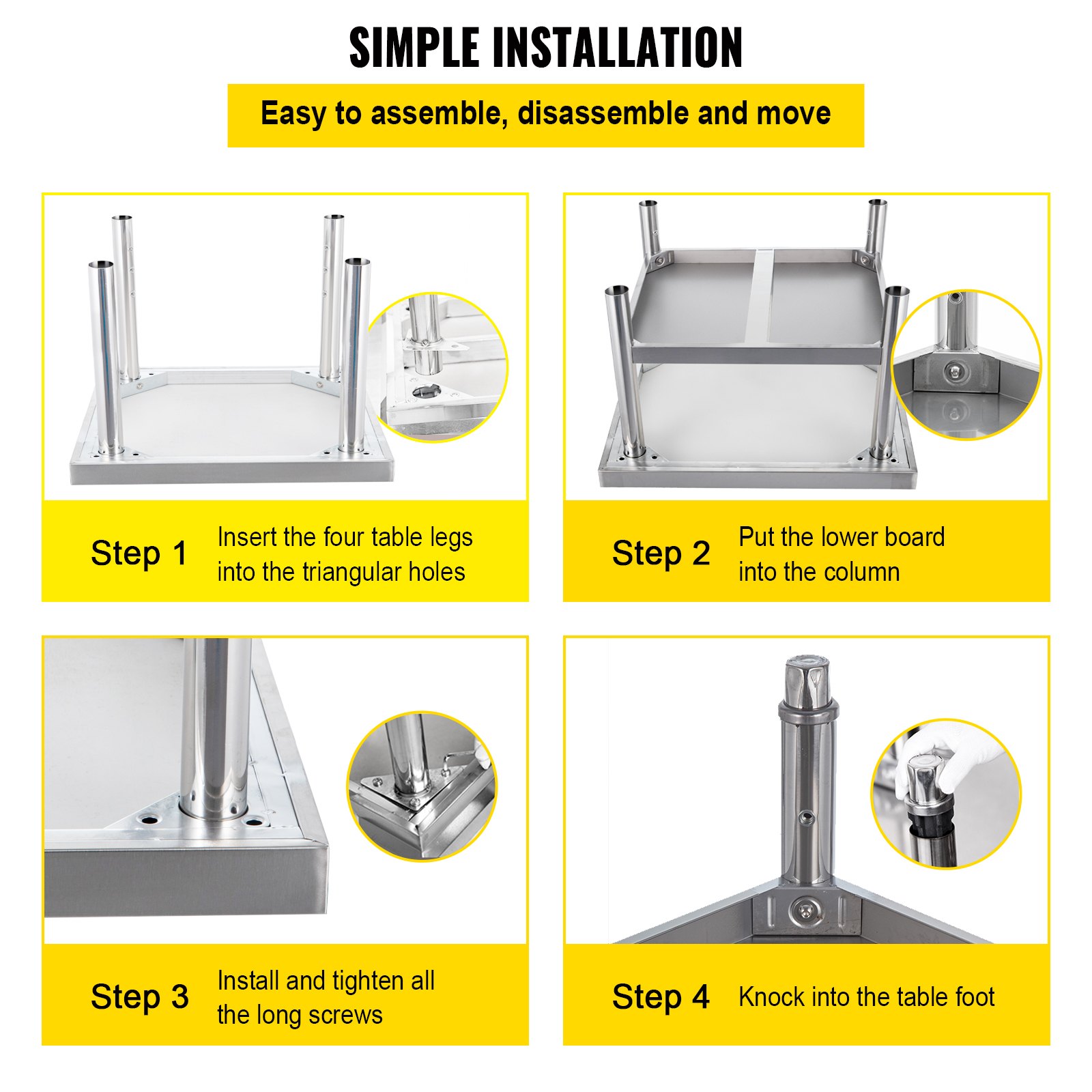 VEVOR Stainless Steel Equipment Grill Stand, 152.4 x 76.2 x 61 cm Stainless Table, Grill Stand Table with Adjustable Storage Undershelf, Equipment Stand Grill Table for Hotel, Home, Restaurant Kitchen