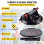 VEVOR Glass Lifting Vacuum Suction Cup, 8'' Glass Lifter Suction Cup, 220lbs Load Capacity Glass Lifting Suction Cup, Heavy-Duty Hand-Held Glass Lifter For Moving Large Granite Tile & Replacing Window