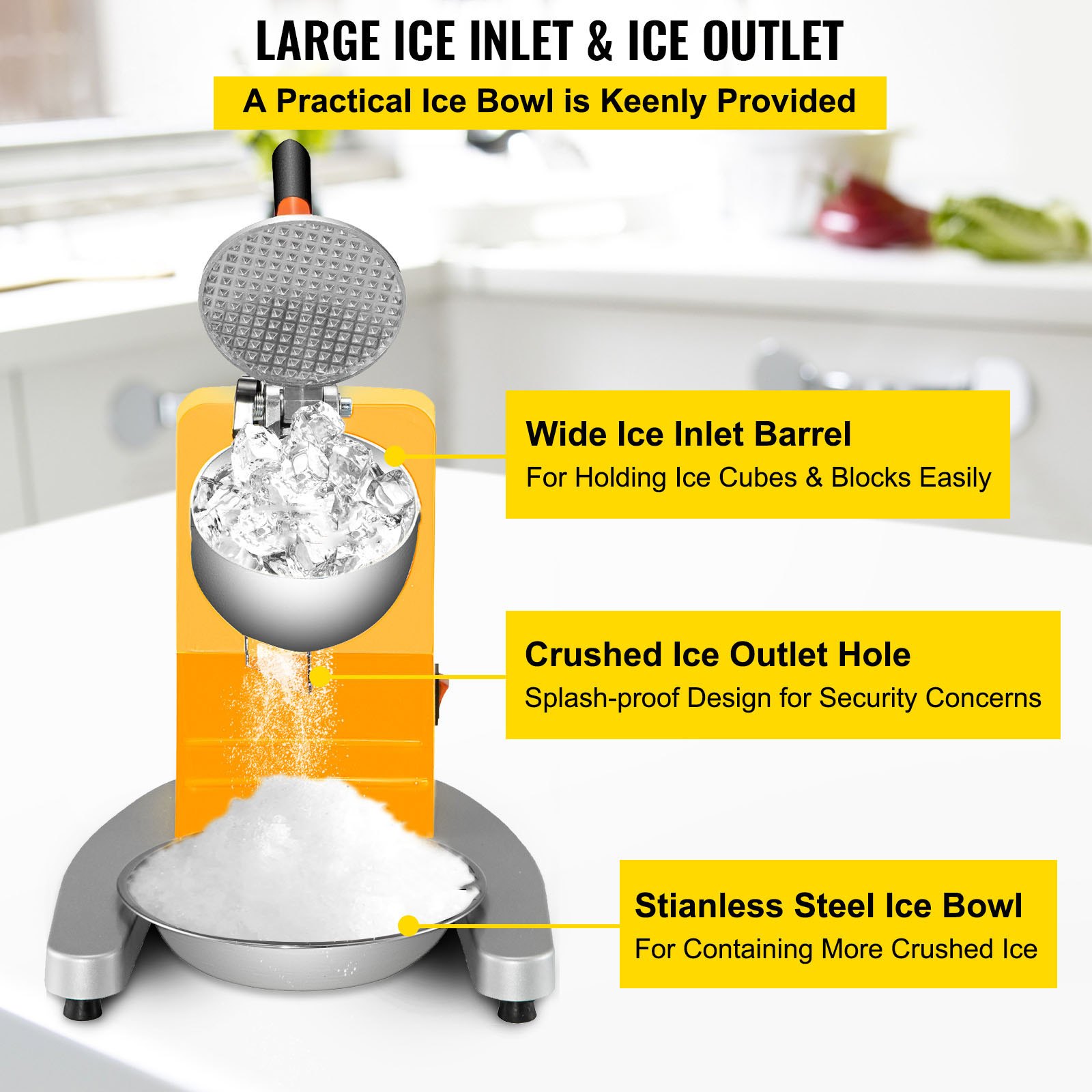 110V Electric Ice Shaver Crusher,300W 1450 RPM Snow Cone Maker Machine with Dual Stainless Steel Blades 210LB/H, Shaved Ice Machine with Ice Plate & Additional Blade for Home and Commercial Use 110V Electric Ice Shaver Crusher,300W 1450 RPM Snow Cone Maker Machine with Dual Stainless Steel Blades 210LB/H, Shaved Ice Machine with Ice Plate & Additional Blade for Home and Commercial Use