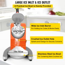 VEVOR Electric Ice Shaver Crusher Snow Cone Maker Machine with Dual Stainless Steel Blades 210LB/H Shaved Ice Machine 300W 1450 RPM with Ice Plate & Additional Lade για οικιακή και επαγγελματική χρήση Πορτοκαλί