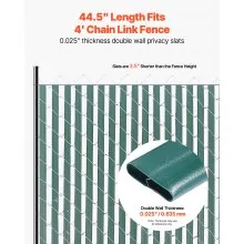 Chain Link Fence Privacy Slats Double-Wall for 4' High Fence Bottom Lock Green