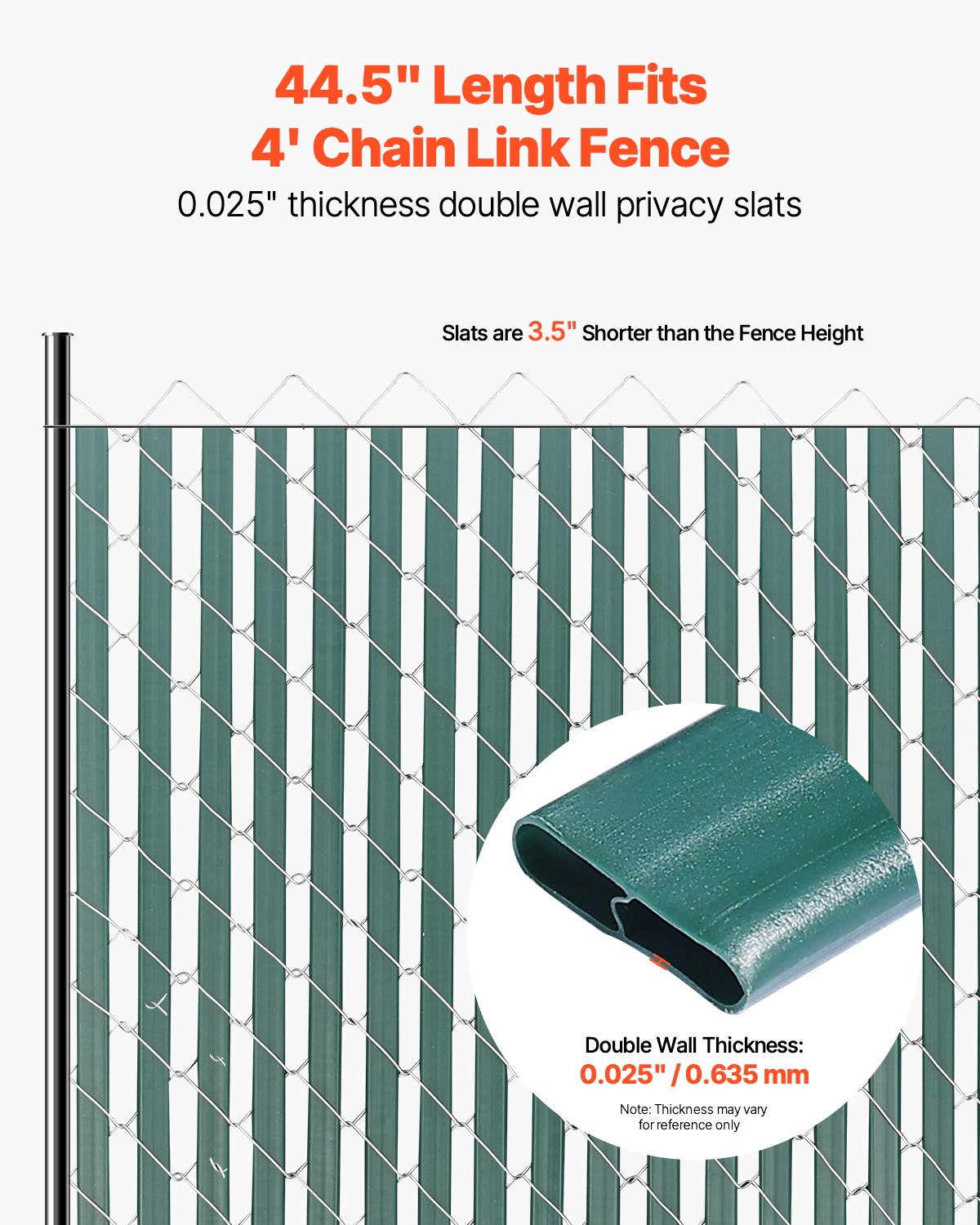 VEVOR Chain Link Fence Privacy Slats Double-Wall for 4' High Fence Bottom Lock