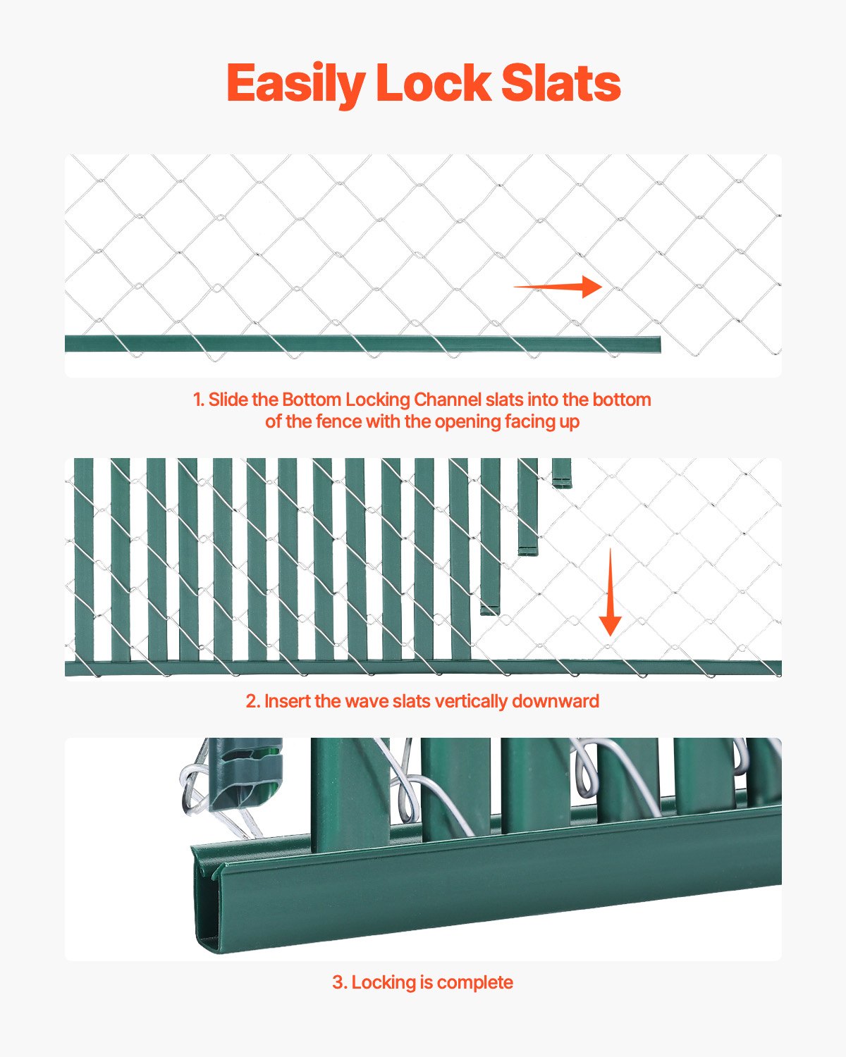 VEVOR Chain Link Fence Privacy Slats Double-Wall for 4' High Fence Bottom Lock