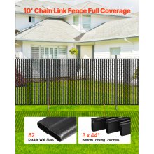 Chain Link Fence Privacy Slats Double-Wall for 6' High Fence Bottom Lock Black