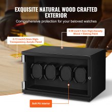 VEVOR Watch Winder for 4 Automatic Watches with 2 Quiet Japanese Mabuchi Motors