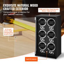 VEVOR Watch Winder for 6 Automatic Watches with 6 Quiet Japanese Mabuchi Motors